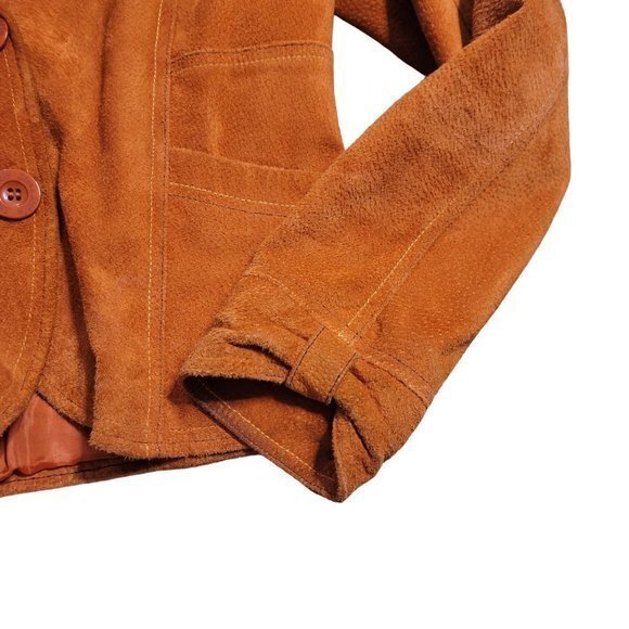 Live A Little Womens Size Medium Orange 100% Leather Long‎ Sleeve Jacket - Picture 3 of 6